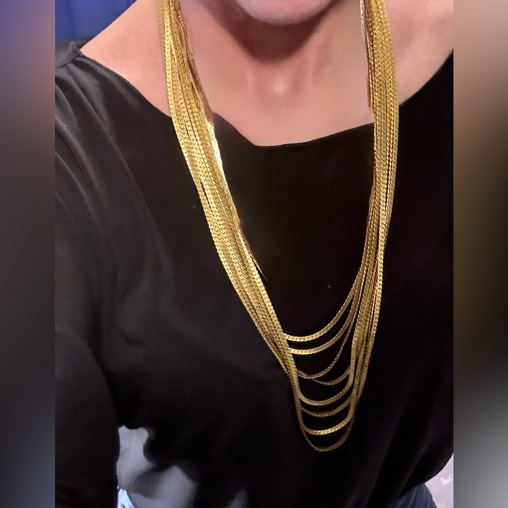 Gold tone multi herringbone strands